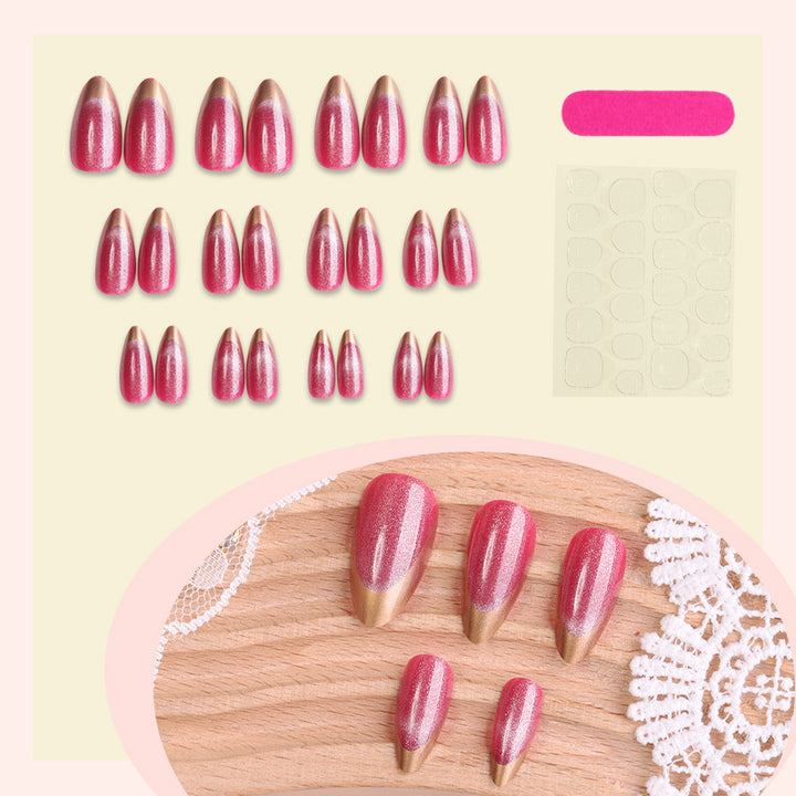 Acrylic nail set with elegant gold tips Bowlift