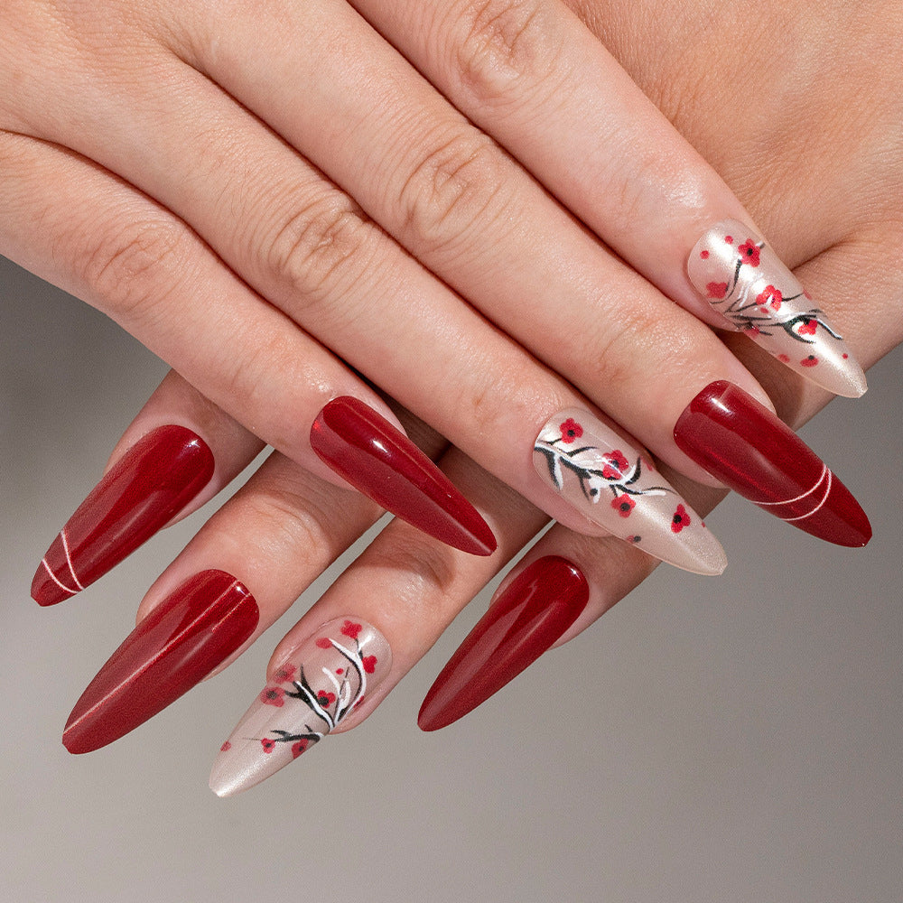 Artistic Cherry Blossom Press-On Nail Set Bowlift 1788157506