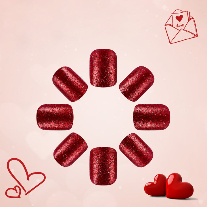 Romantic Heart-Themed Press-On Nails Bowlift