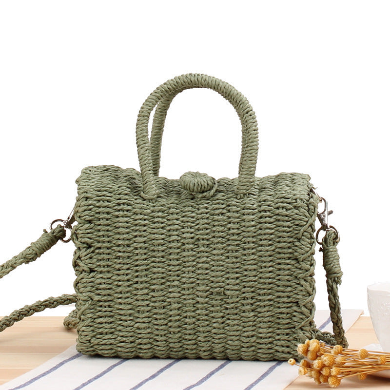 Handbag made of woven natural material with practical shoulder strap Bowlift