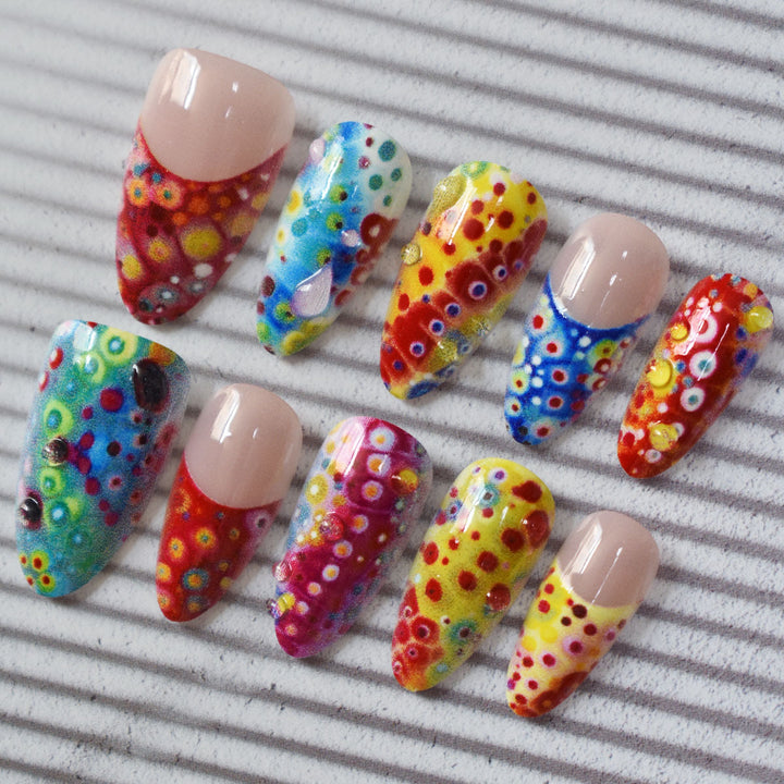 Colorful Artistic Press-On Nail Set Bowlift