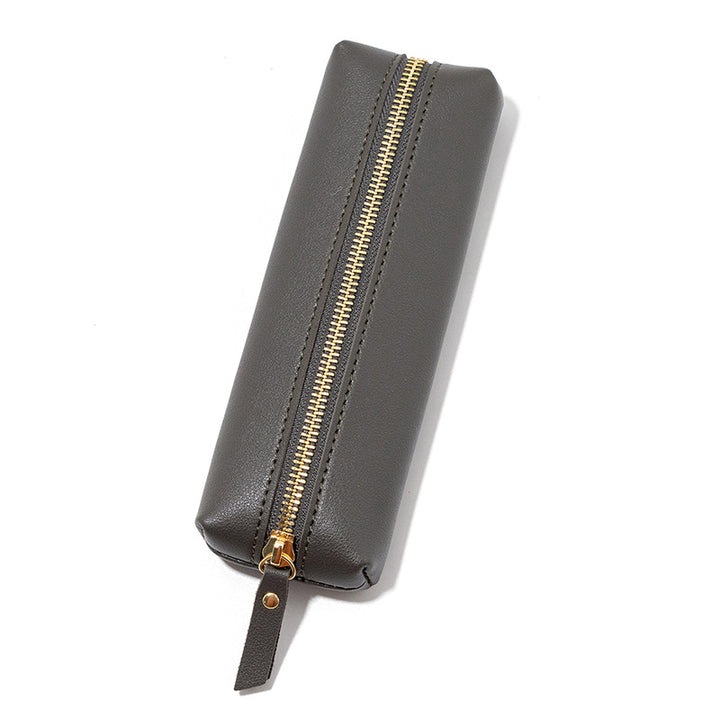 Premium Leather Zippered Pencil Case Bowlift