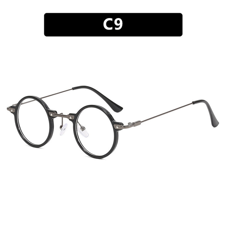 Women's round sunglasses with stylish metal frame and large blue lenses Bowlift