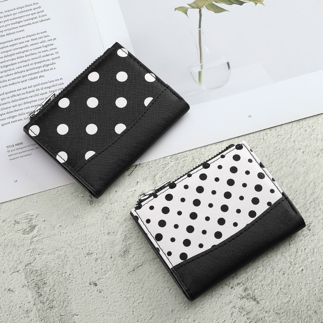 Compact Polka Dot Zip Wallet