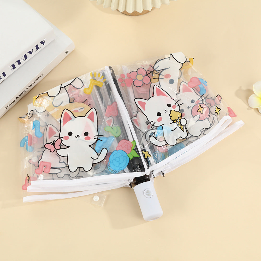 Women's transparent zipper pouch with cute cat designs Bowlift