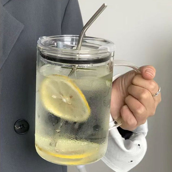 Ladies Multifunctional Glass Pitcher with Lid and Straw Bowlift