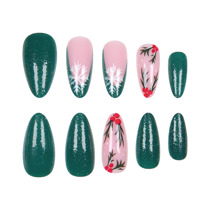 Artistic Holiday-Themed Stiletto Press-On Nails Bowlift