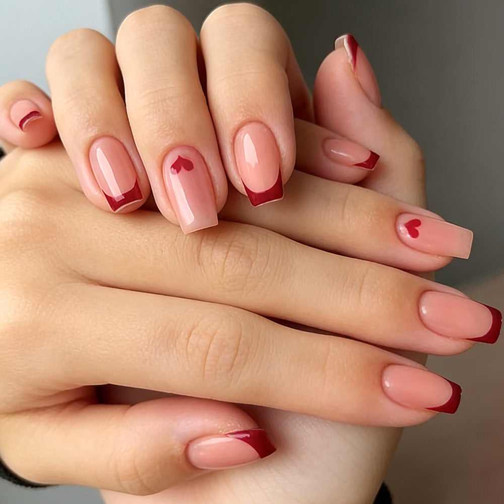 Heart-Embellished Press-On Nails Bowlift