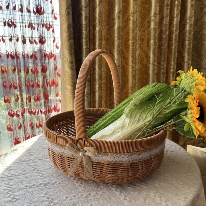 Elegant Woven Picnic Basket Bowlift