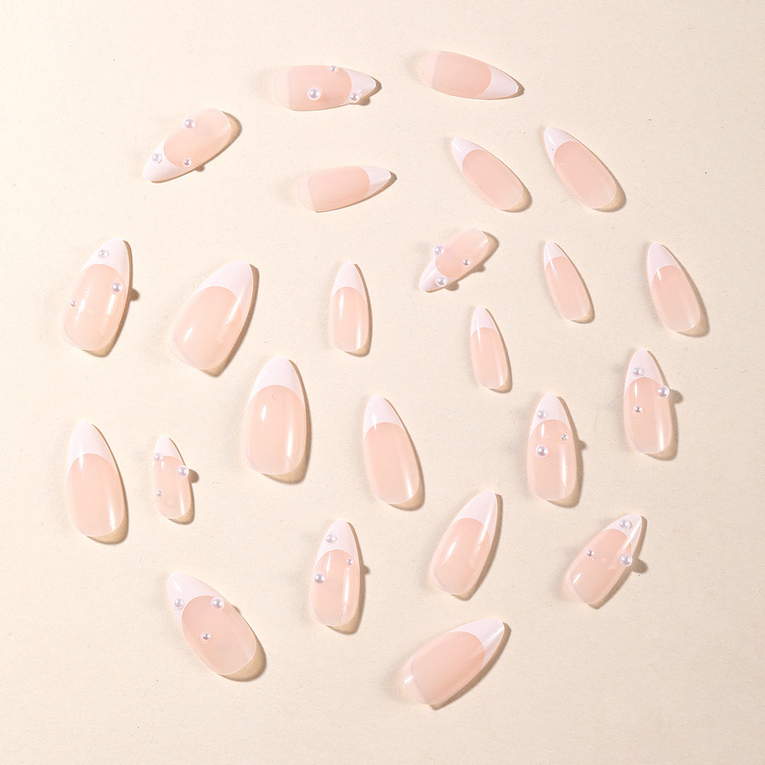 Elegant 3D Pearl Accent Stiletto Nail Art Extensions Bowlift