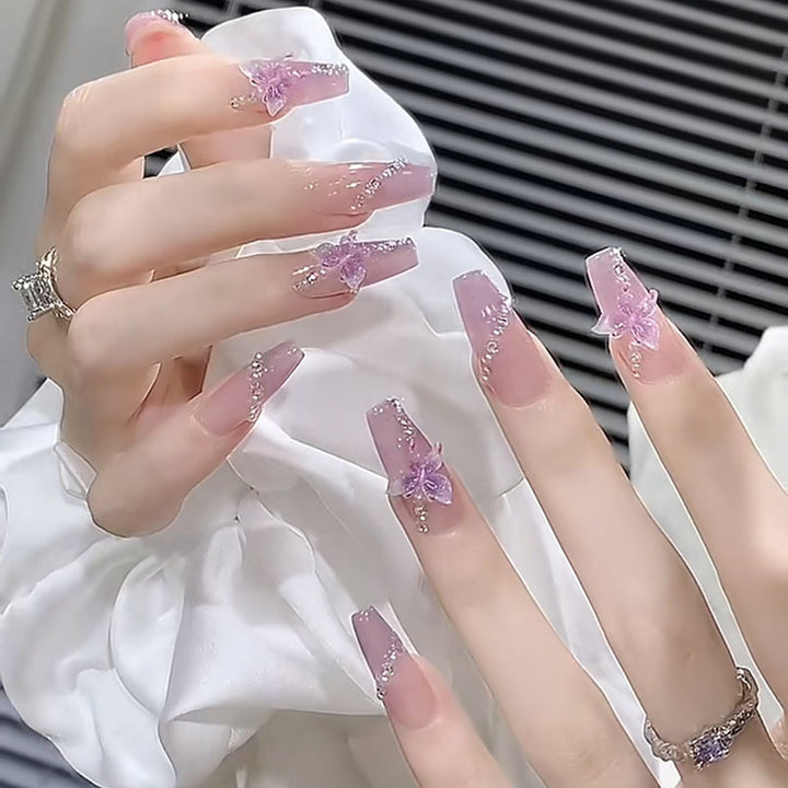 Artificial nails with elegant lilac design Bowlift