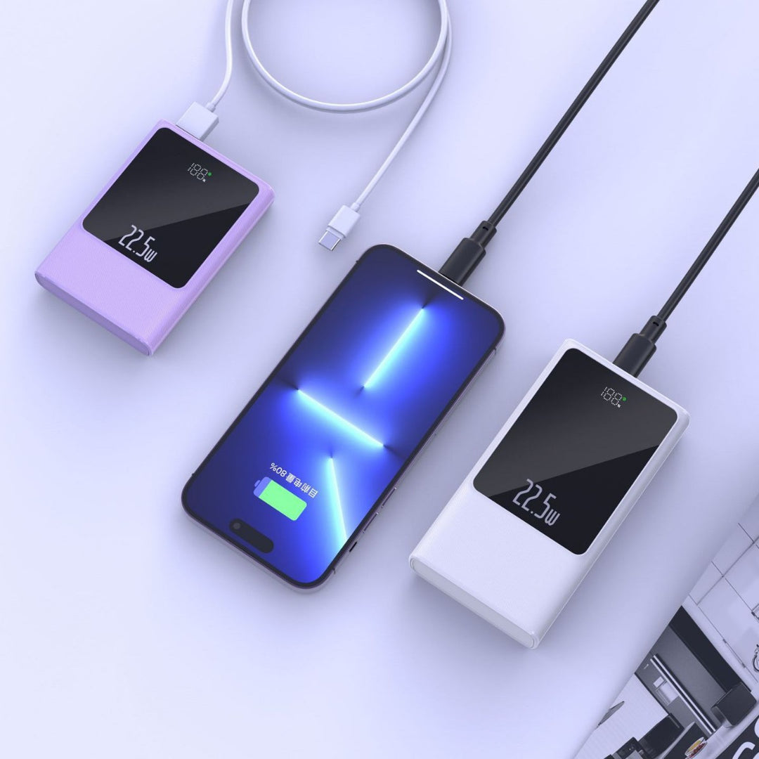 Portable power bank with smart LCD display and dual USB ports Bowlift