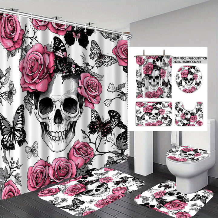 Artistic Skull Themed Bathroom Set Bowlift