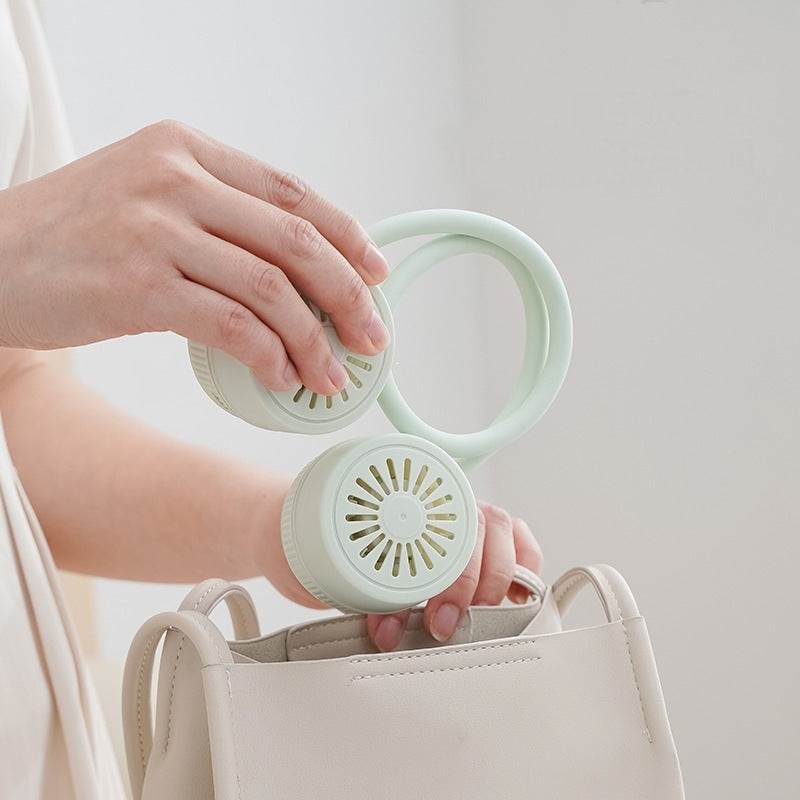 Cooling hands-free dual-head rechargeable neck fan with flexible gooseneck and adjustable airflow Bowlift