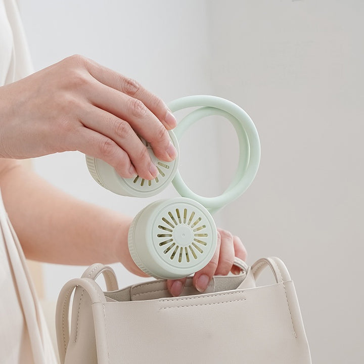 Cooling hands-free dual-head rechargeable neck fan with flexible gooseneck and adjustable airflow Bowlift