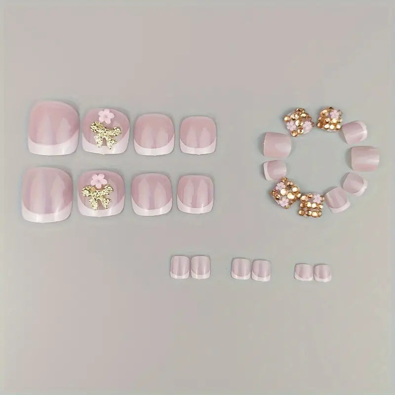 Nail art set with glamorous 3D flowers and bow decorations Bowlift