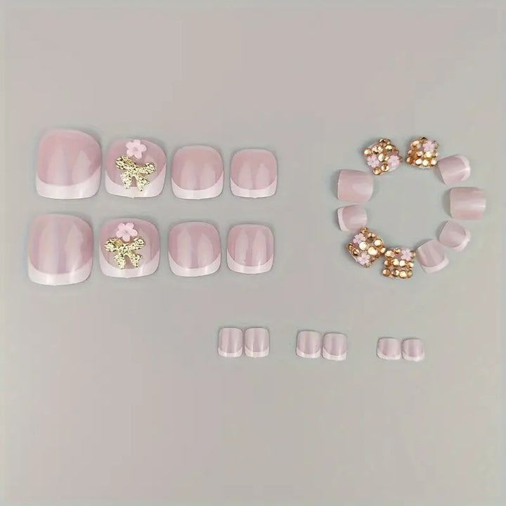 Nail art set with glamorous 3D flowers and bow decorations Bowlift