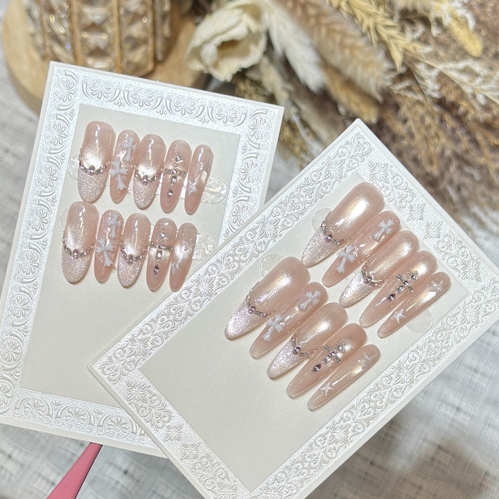 Artistic Stiletto Press-On Nail Set with Charming Patterns Bowlift
