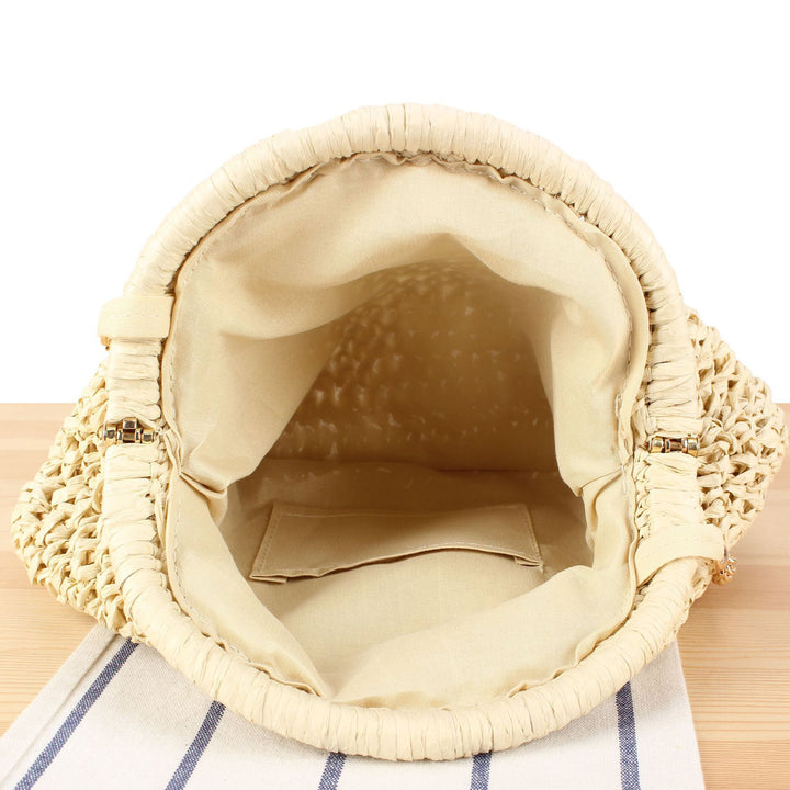 Handbag Made of High-Quality Natural Material with Silver Chain Strap Bowlift