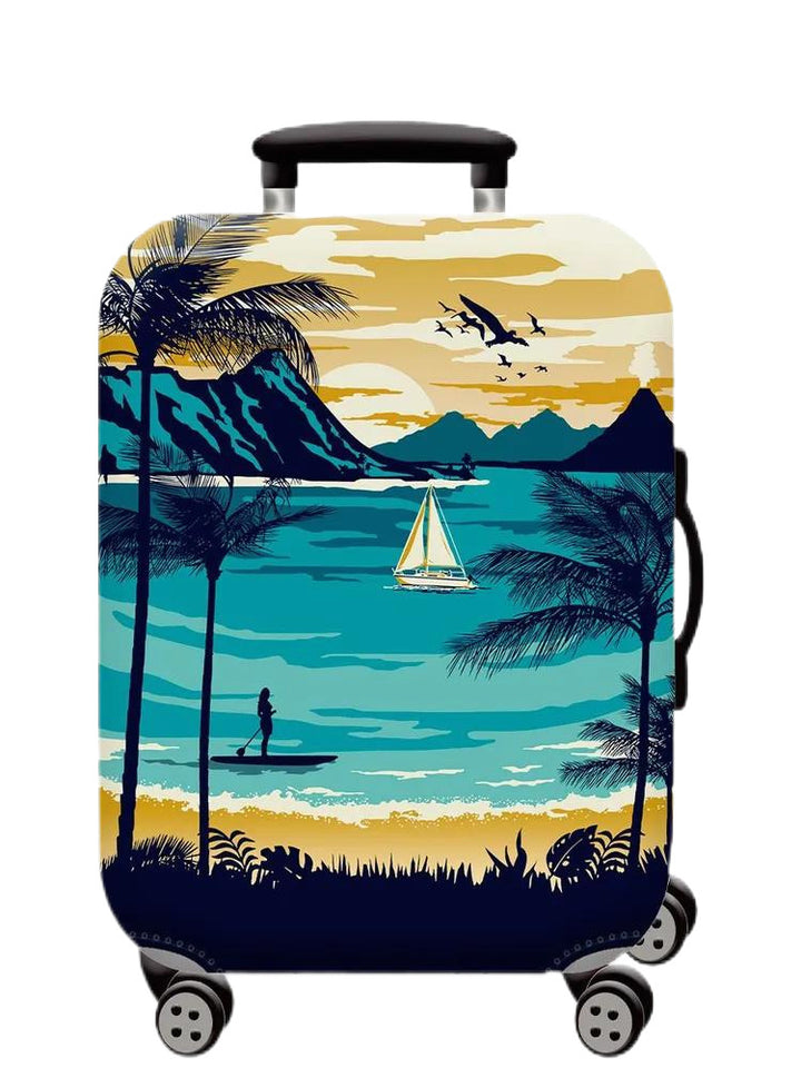 Women Hard Shell Suitcase with Trendy Surf and Palm Design Bowlift