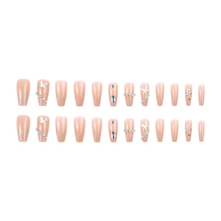 Glamorous artificial nails with sparkling rhinestones and elegant designs Bowlift
