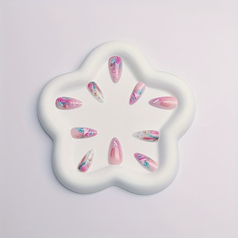 Artificial Nails in Maritime Coral Design Bowlift