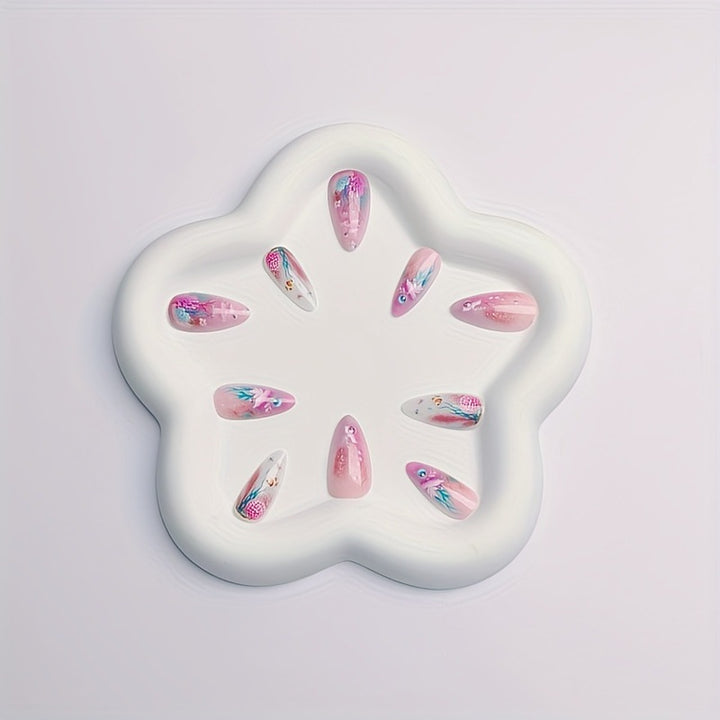 Artificial Nails in Maritime Coral Design Bowlift