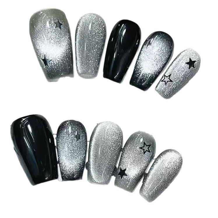 Glittery Star-Pattern Press-On Nail Art Set Bowlift