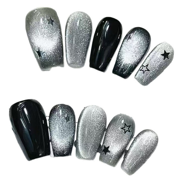 Glittery Star-Pattern Press-On Nail Art Set Bowlift