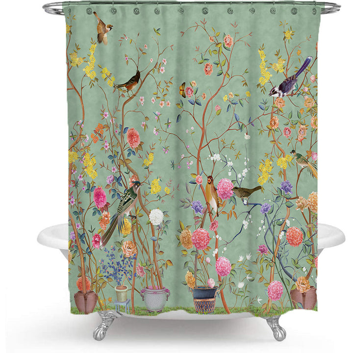 Artistic Nature-Themed Shower Curtain Bowlift