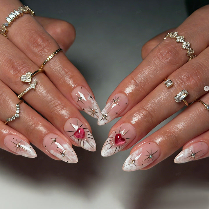 Artistic Press-On Nail Art Kit with Star Accents Bowlift