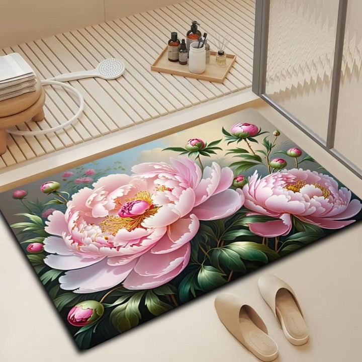 Floral Design Bath Mat Bowlift