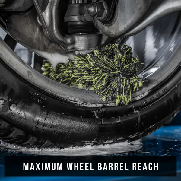 Microfiber barrel wheel brush with ergonomic non-scratch handle Bowlift