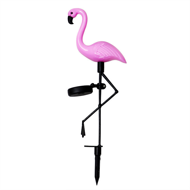 Decorative Solar Flamingo Garden Stake Lamp With Adjustable Metal Arm And Integrated LED Bowlift