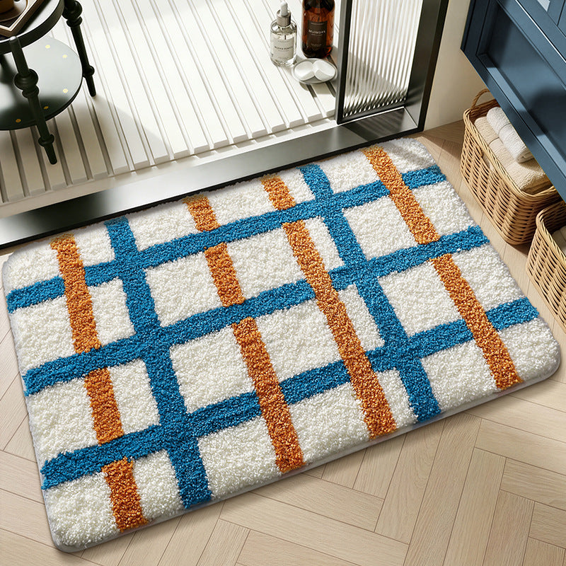 Plush Textured Zigzag Bath Mat Bowlift