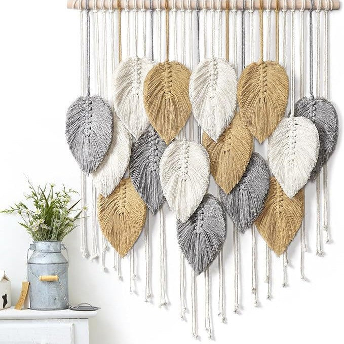 Macrame Leaf Wall Hanging Tapestry Bowlift