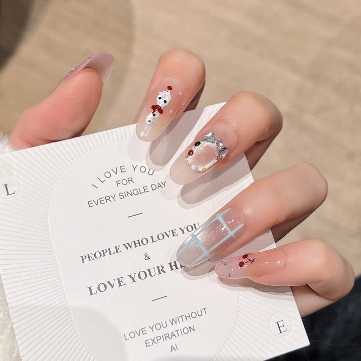 Artistic Press-On Nail Set Bowlift
