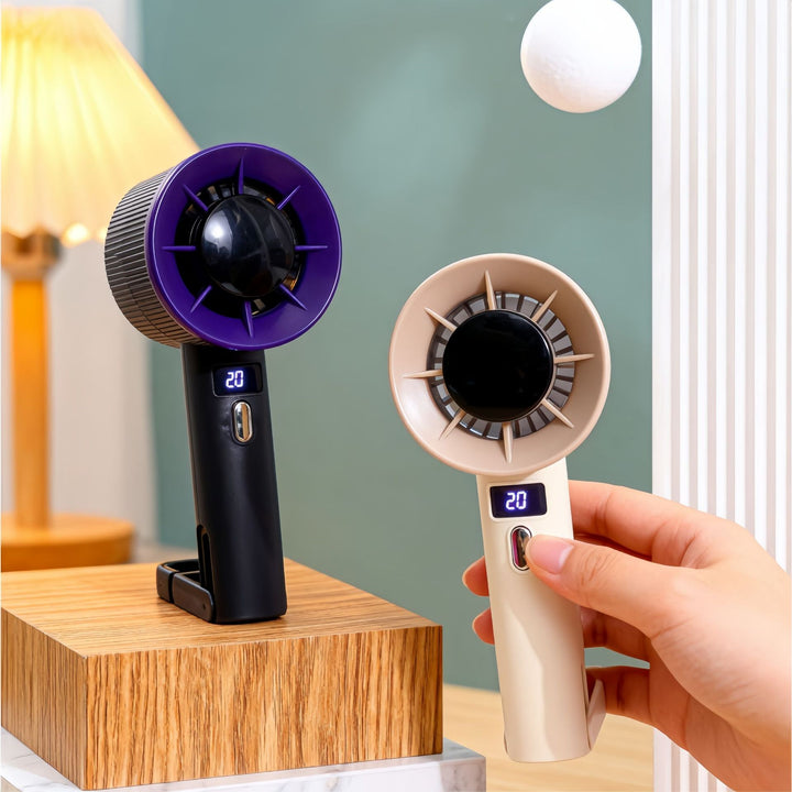 Women's portable table fan with LCD display and USB charging function Bowlift