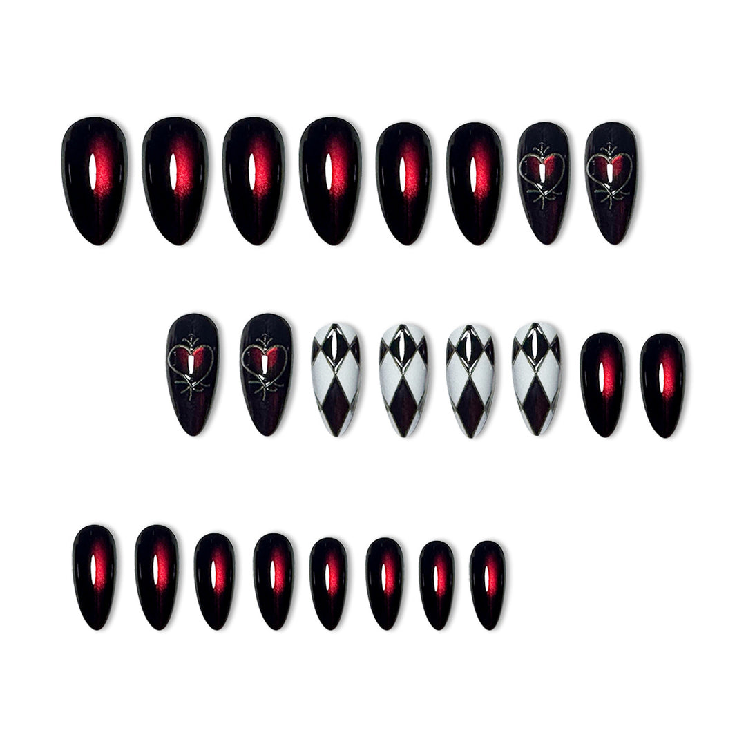 Stiletto Nail Enhancements with Heart Design Bowlift