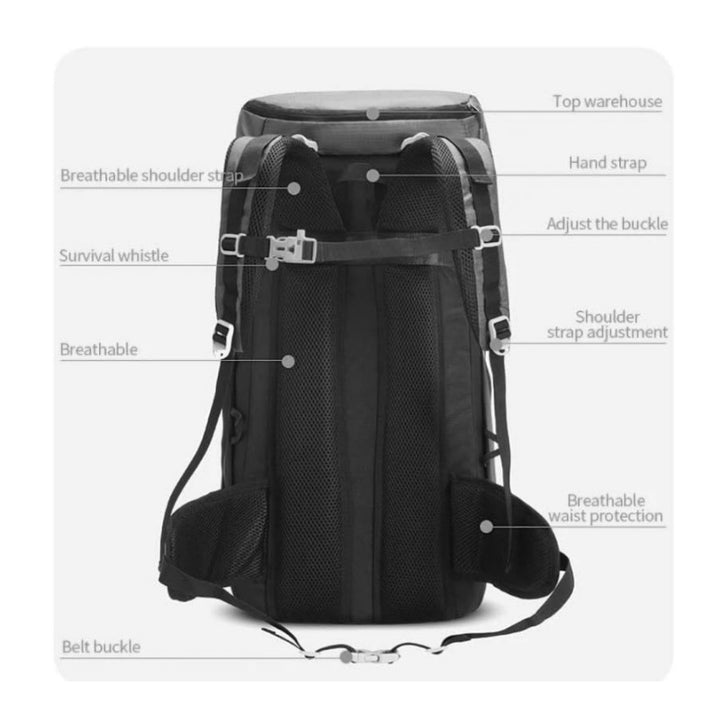 Outdoor backpack with waterproof fabric and many practical compartments Bowlift