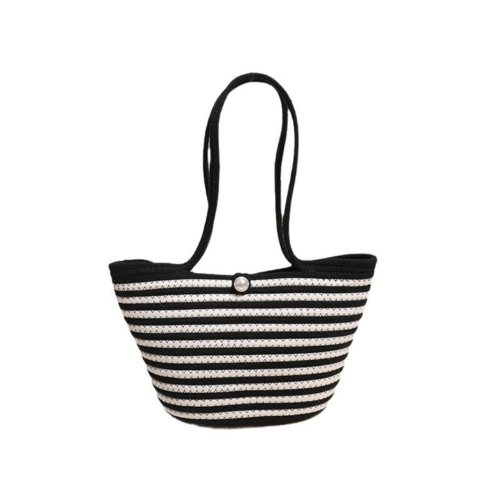 Trendy Basket Bag with Stylish Striped Pattern Bowlift