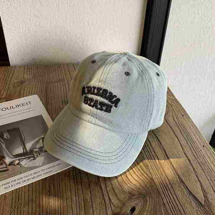 Unisex Vintage-Inspired Embroidered Denim Cap Bowlift