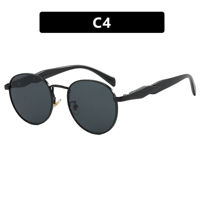 Women's round sunglasses with elegant golden frame and UV protection Bowlift