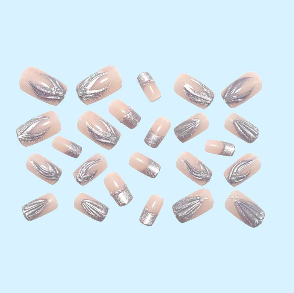 Luxury Aquamarine Design Press-On Nails Bowlift