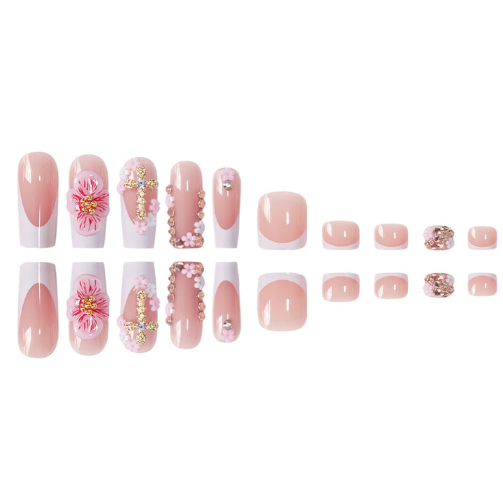 Decorative Floral Acrylic Nail Art Extensions Bowlift
