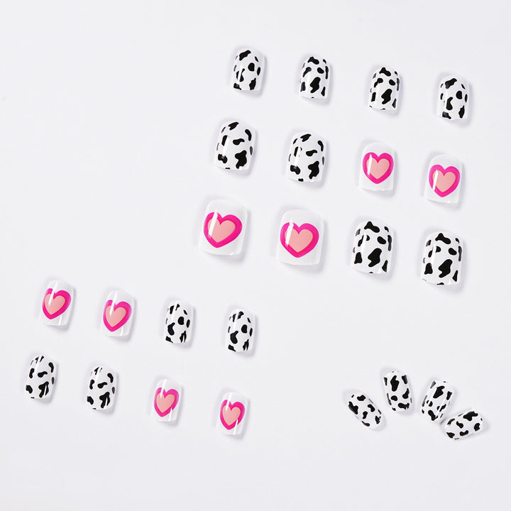 Creative nail art with heart and animal pattern motif Bowlift