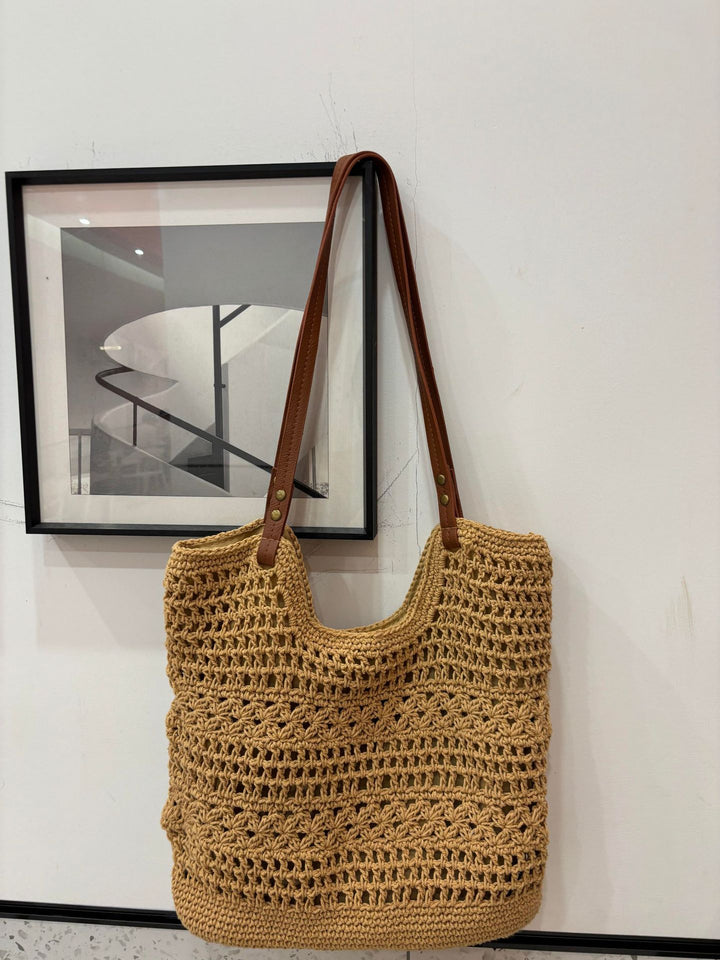 Hand-knotted shopper bag with integrated leather handle Bowlift