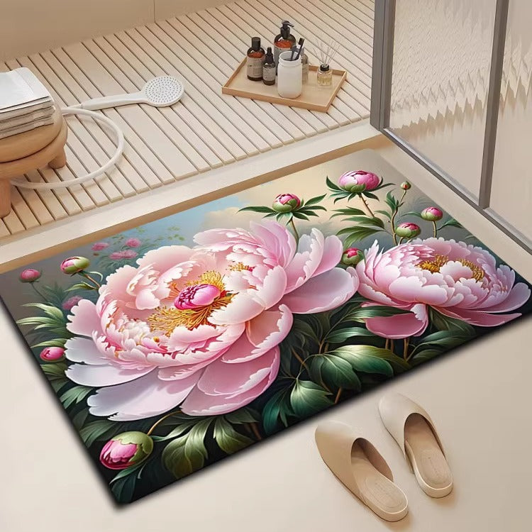 Floral Design Bath Mat Bowlift
