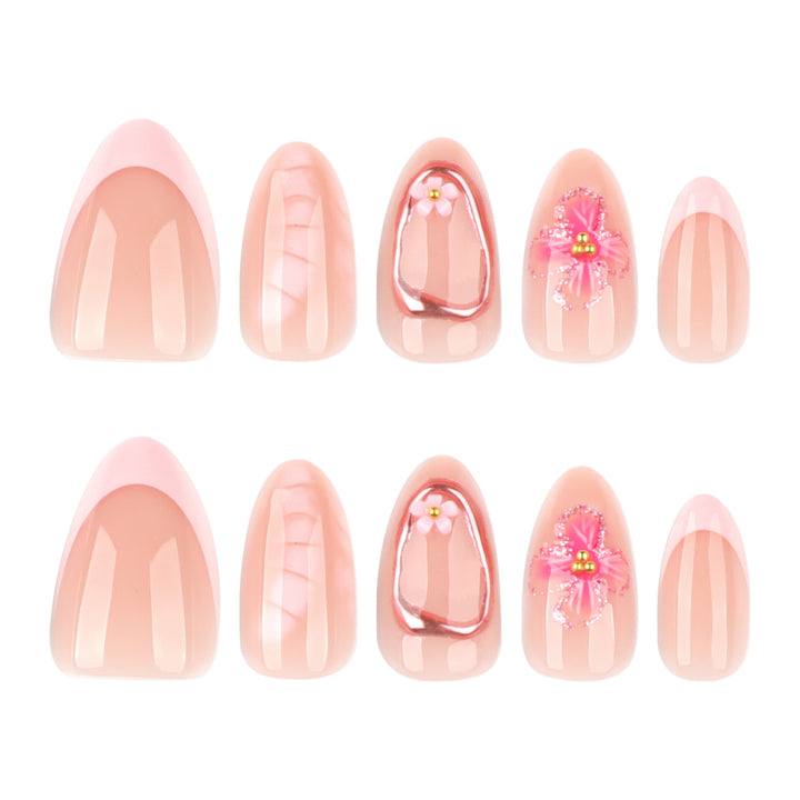 Artistic acrylic nails with floral design Bowlift