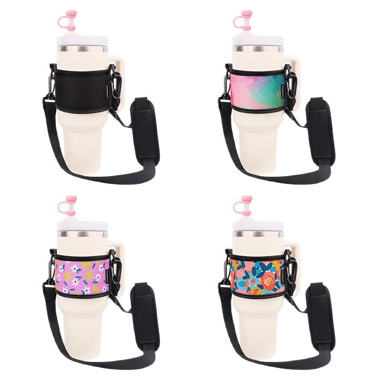 Unisex Portable Cup Holder with Shoulder Strap Bowlift
